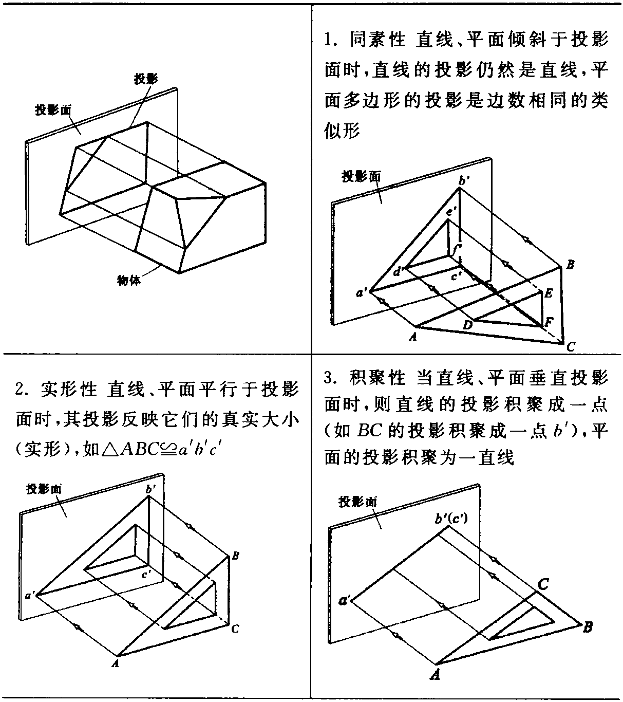 二、正投影的投影特性